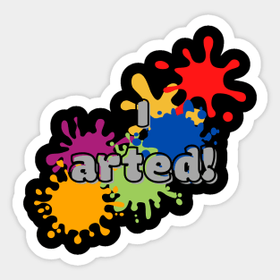 I arted bubble font with fun and colorful paint splat graphic design Sticker